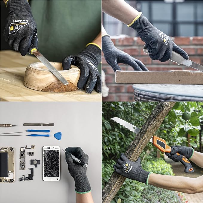 toolant ANSI A4 Cut Resistant Work Gloves without Steel and Fiberglass, Ultra Light & Thin, for Fishing, WoodCarving