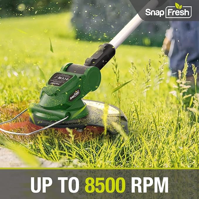 Electric Weed Wacker - SnapFresh 20V Cordless Weed Eater w/ 2.0Ah Battery & Fast Charger, Cordless Lawn Trimmer for Multi-Angle Cutting, Grass Edger for Garden & Yard