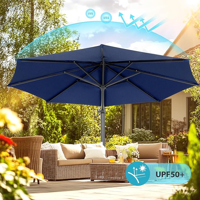 HOTIME10ft Patio Umbrella Cantilever Umbrella - Upgrade and Intensify - with 360 Rotation and 5 Angles Adjustment - Aluminum Offset Pool Umbrella Square Outdoor Umbrellas for Patio Garden Deck