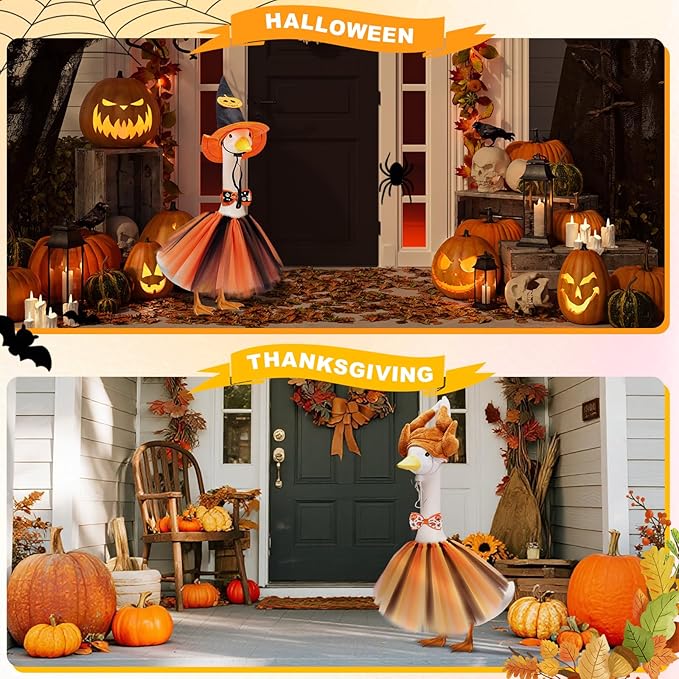 Porch Goose Outfits, 8 Set Holiday Porch Goose Clothes for 17/23 inch Lawn Geese Halloween Thanksgiving Christmas Valentine Easter All Seasonal Patio Yard Garden Goose Statue Decor
