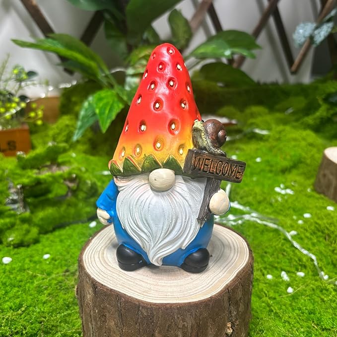 Strawberry Gnome Garden Decor Statue Cute Outdoor Statue Ideal Gnome Decoration Gift for Gardens, Patios, and Lawns