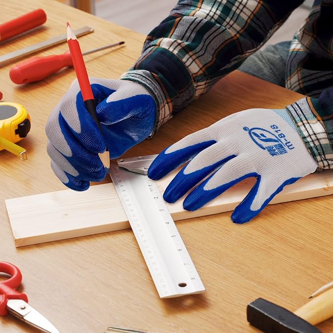 Gardening Gloves for Men Women Breathable Rubber Coated Working Gloves for Gardening, 9.1 Inch