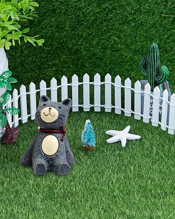 35 Inches Mini Wooden Fairy Garden Fence, DIY Miniature Picket Fence for Fairy House Decor, Small Garden Border, Dollhouse Accessories & Outdoor Fairy Gardens