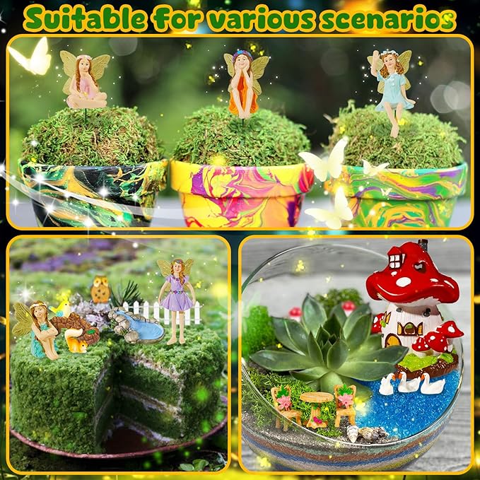 56 Pcs Fairy House Garden Kit Miniatures Fairy Garden Accessories Mini Resin Figurines Animals Decor Mushroom House Outdoor Ornaments for DIY Micro Landscape Ornament