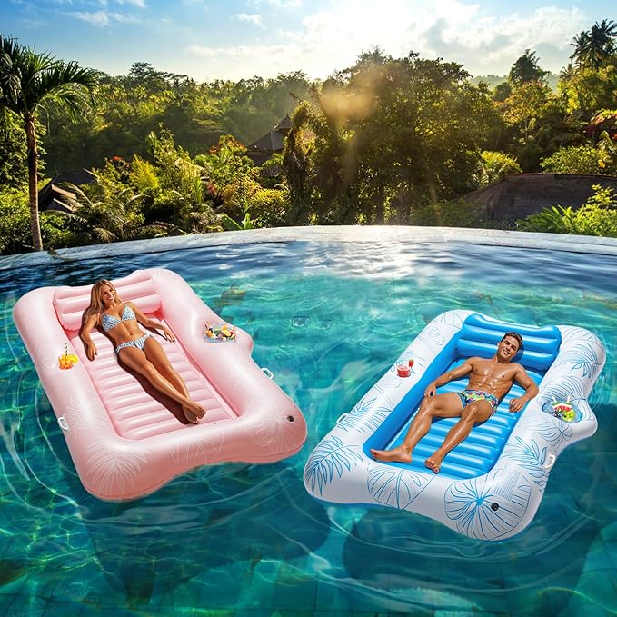 HeySplash Pool Lounger Float for Adult, Inflatable Pool Floats Bed Cooling Contour Lounger Rafts, Water Rafts for Lake, Outdoor Beach Pool Party