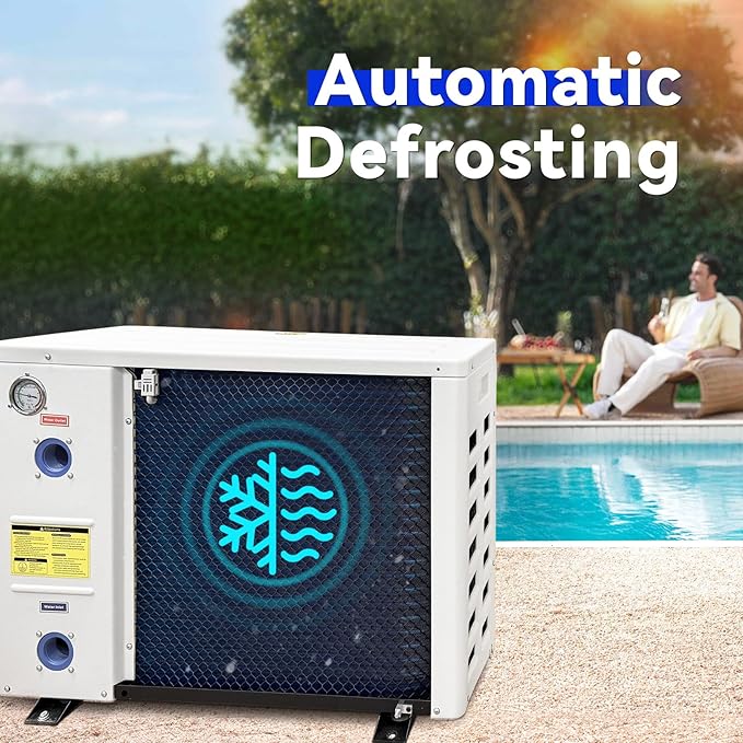 Aquastrong Inverter Swimming Pool Heat Pump, 100,000 BTU 26,000 Gallons Electric Pool Heater for Above Ground and Inground Pool, WiFi Capable Timer, Heating and Cooling Pool Heater 220V