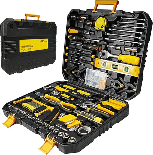 168-Piece Tool Kit Socket Wrench Hand Tool Set with Toolbox Storage Case Household Tool Kit for Home College Dorm Office