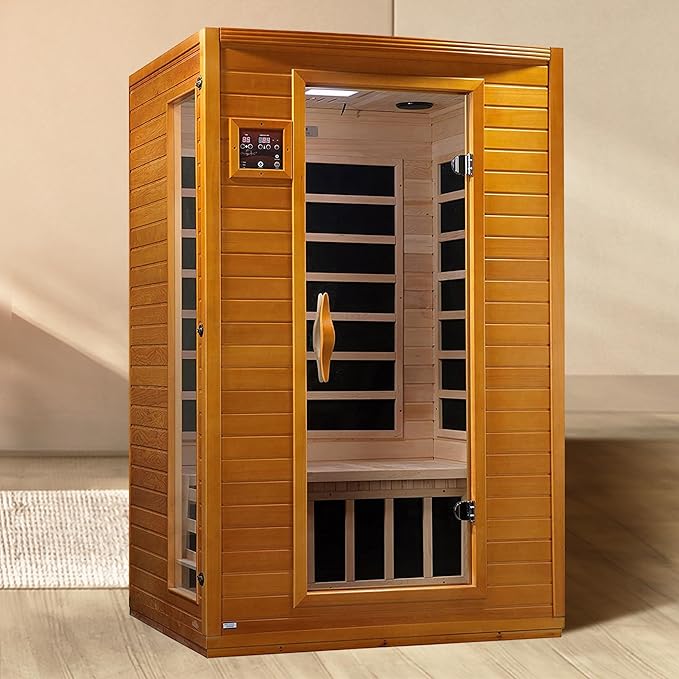 Dynamic Saunas Andora 2-Person Low EMF FAR Infrared Sauna with Red Light Therapy & Bluetooth Speakers | Personal Indoor Dry Heat Sauna for Home & Gym – Made from Canadian Hemlock