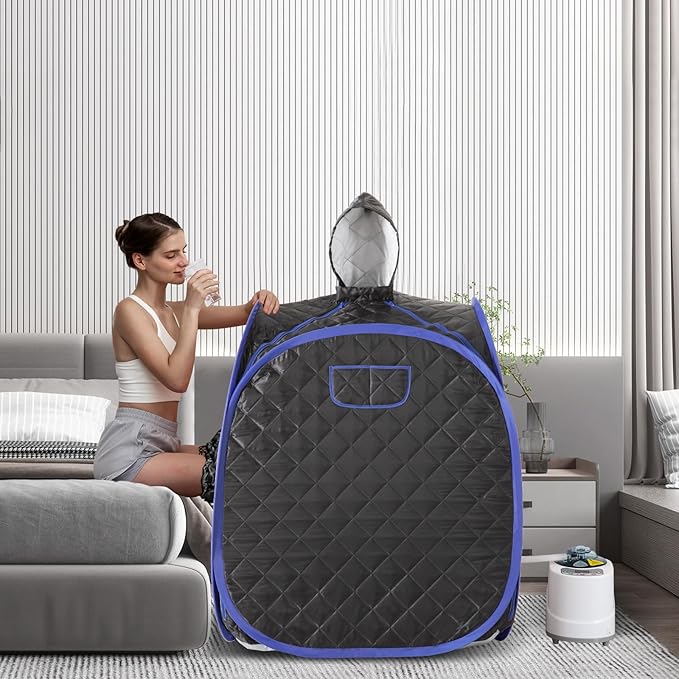 ZONEMEL Portable Steam Sauna, Full Body Home Sauna Spa, 1 Person or 2 Person Share Saunas, 2L Steam Generator with Remote Control (Black, L 33.5”x W 32.3”x H 41.7”)