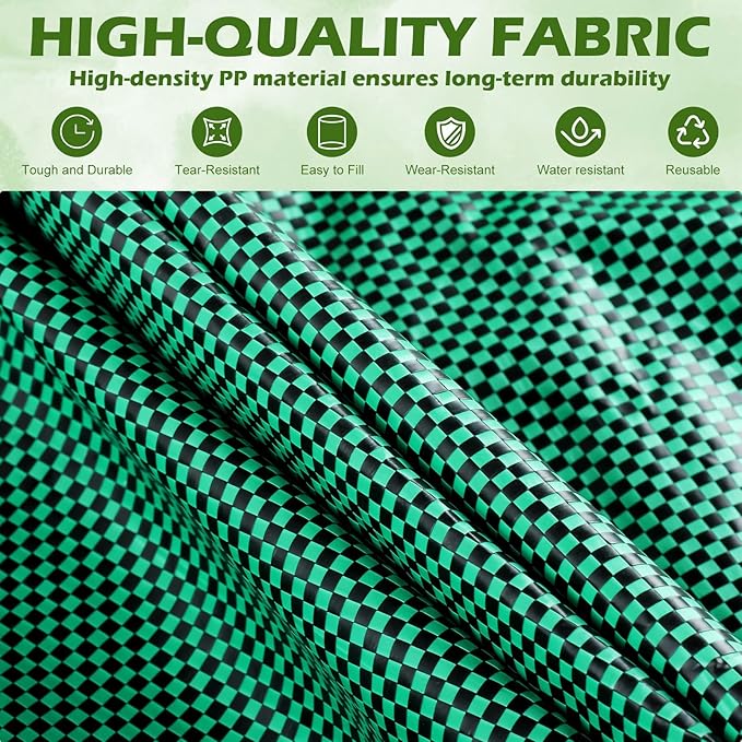 63 Gallons Lawn and Leaf Bags,Reusable Yard Waste Bags with Gardening Gloves,Heavy Duty Garden Bags with 4 Handles for Lawn Care, Camping & Recycling(3 Pack）