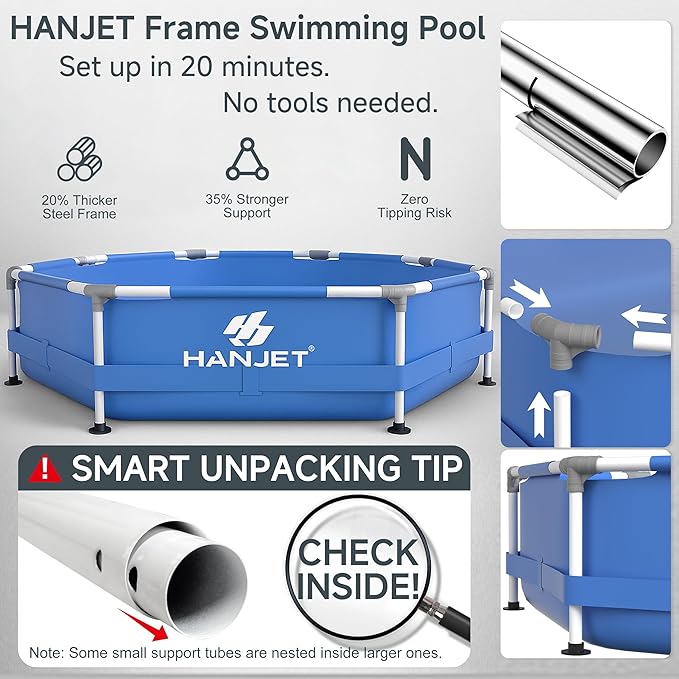 Steel Frame Round Above Ground Swimming Pools Set for Outdoor Backyard: 10ft x 30in - Odorless Eco PE Material with Pool Liner and Pool Cover