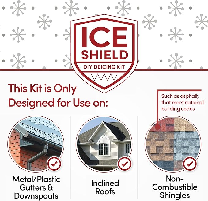 WarmlyYours Roof Snow De-Icing Heat Cable 30 ft., 5 Watts/ft. Heat Tape for Roof and Gutters, Ice Dam and Snow Damage Prevention System with Clips and Spacers (Ice Shield)