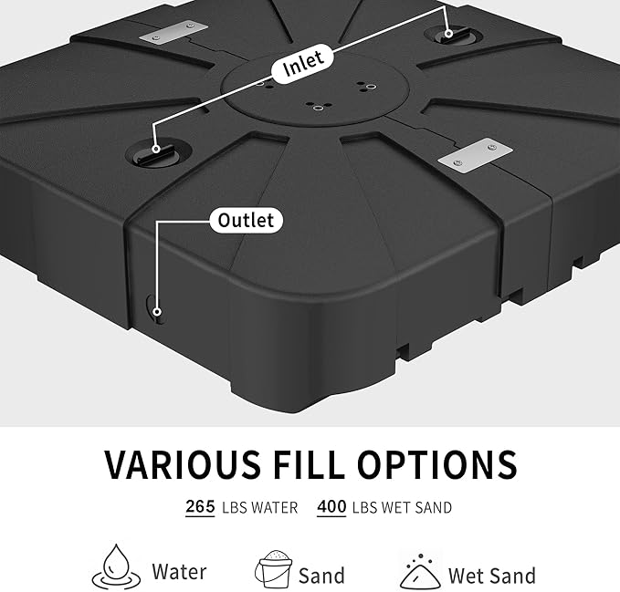 9' X 12' Cantilever Patio Umbrella with Base Included 360°Rotation Rectangular Outdoor Large Offset Umbrellas Double Top Heavy Duty Windproof for Garden Deck Pool, Beige