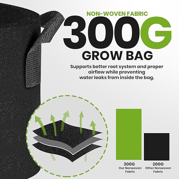 Utopia Home 12 Pack 20 Gallon Grow Bags, 300G Thickened Nonwoven Plant Fabric Pots for Outdoor, Grow Pots, Garden Plant Bags, Aeration Fabric Planters for Fruits, Vegetables and Flowers