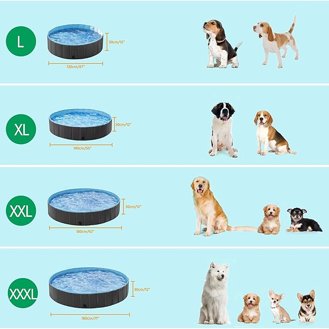 Yaheetech Foldable Dog Pool Collapsible Hard Plastic Dog Swimming Pool Portable Pet Pools Doggie Wading Pool Bath Tub for Puppy Small Medium Large Dogs, 71 x 12 Inches Black，Used