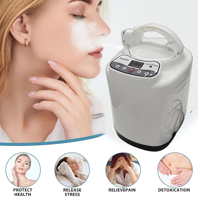 3L Sauna Steamer, Fcc Certified 3L & 1000W Steam Generator, Sauna Steamer Machine with Remote Control, Portable Sauna Steamer with Sturdy Lid and Explosion-Proof Interior, Black