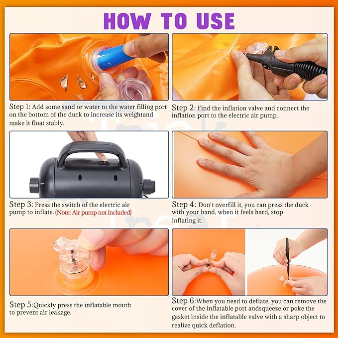 Hungdao 4ft Halloween Inflatable Pumpkin Duck Halloween Golf Cart Decorations Kit PVC Blow Ups Pumpkin Duck Tinsel Garlands Tinsel Streamers Fan Flag, Reusable Outdoor Decoration for Parade Yard