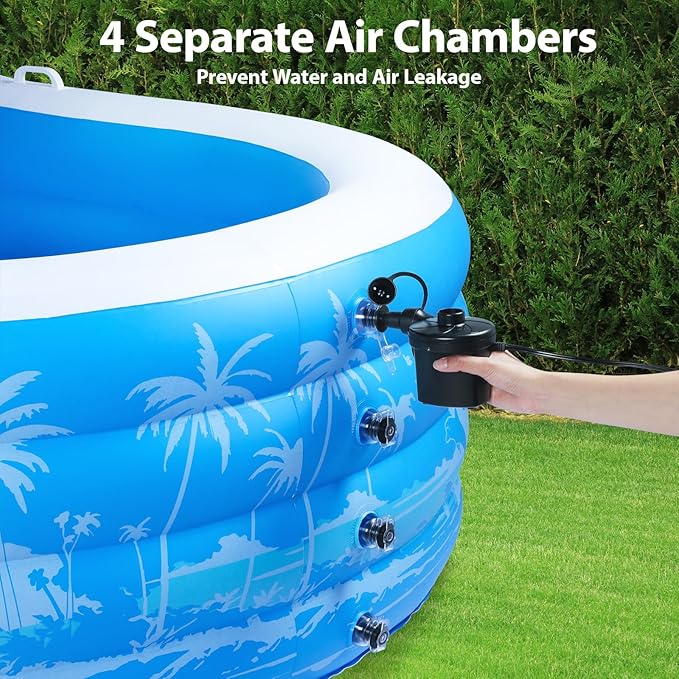 Inflatable Swimming Pool, 102” x 63” x27” Full-Sized Large Inflatable Pool with Seats Handles, Extra Large Blow Up Durable Thickened Pools for Outdoor, Garden, Backyard.