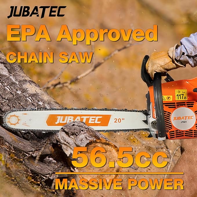 56.5cc Gas Chainsaw 20 Inch Bar Power Chain Saws Gas Powered Chainsaws 2 Stroke Handed Petrol Gasoline Chain Saw for Trees Wood Garden Farm Home Use Cutting
