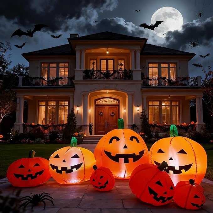 7.5 FT Halloween Inflatables Decorations Pumpkin, Halloween Decorations Outdoor, Build-in LED Light Set, Halloween Blow Ups Inflatables for Yard Lawn Garden Décor Party Holiday