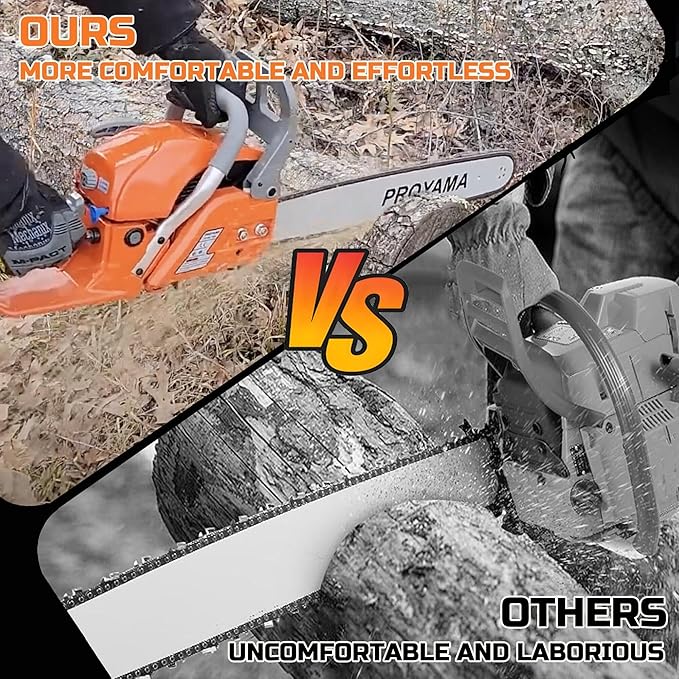 PROYAMA PCS68 Gas Powered Chainsaw, 68CC 2 - Cycle Powerful Chain Saw, 20 Inch 24 Inch Guide Bar, Outdoor Cordless Chainsaw, Gasoline Wood Cutting Machine for Cutting Forest Wood Garden Trimming Tools