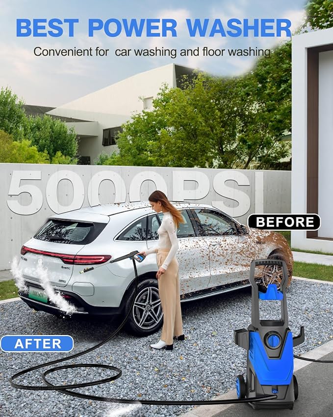 AgiiMan Pressure Washer, Power Washer, High Pressure Cleaner for Cars, Patios, Driveways, Blue