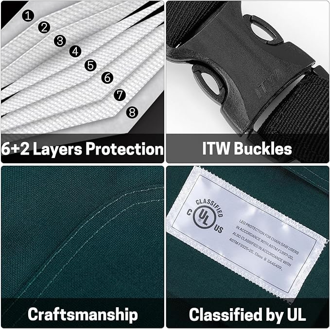 Chainsaw Chaps Apron Wrap 8-layer for Men/Women Loggers Forest Workers Protective Chain Saw Pants Adjustable