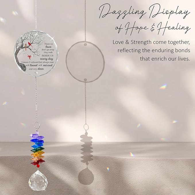 Memorial Suncatcher Sympathy Gift for Loss of Loved One - Crystal Rainbow Maker - Bereavement Keepsake - Hanging Crystal Decor - Suncatcher Ornament