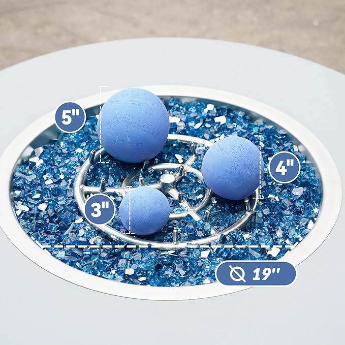 Skyflame Ceramic Fireplace Balls, Set of 15 Round Fire Stones Set for Indoor and Outdoor Fire Pits or Fireplaces Accessory, 3 Inch, Blue