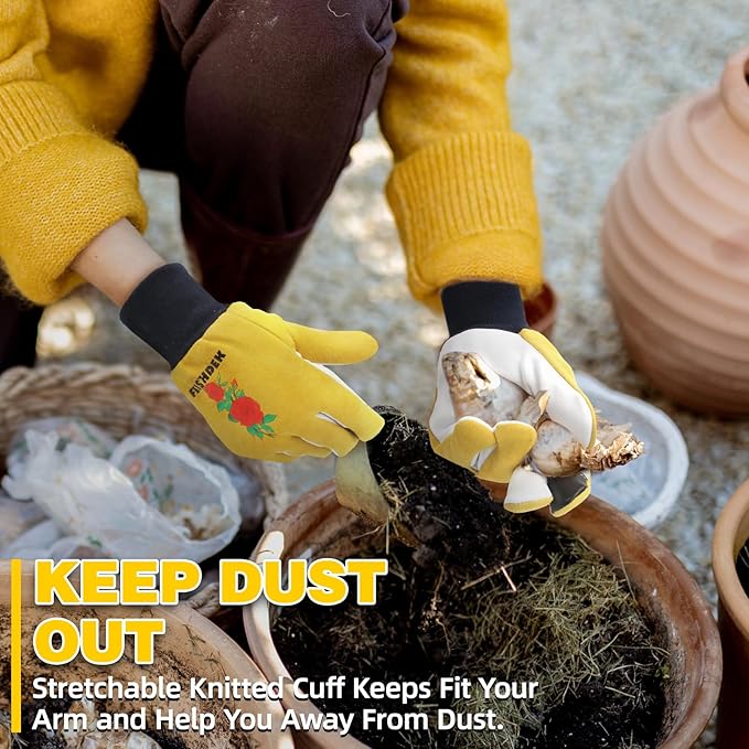 Winter Gardening Gloves for Women, Deerskin Warm Insulated Garden Work Gloves for Cold Weather, Outdoors, Yard Labor