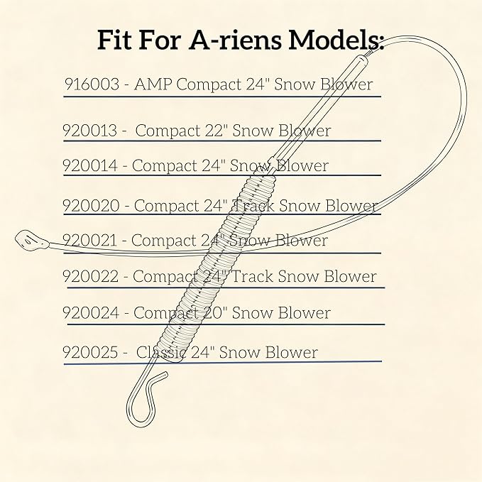 Upper Auger and Traction Cable 06900438 Replaces for Select A-riens SNO-tek Compact Classic 22 24 28 Snowblower