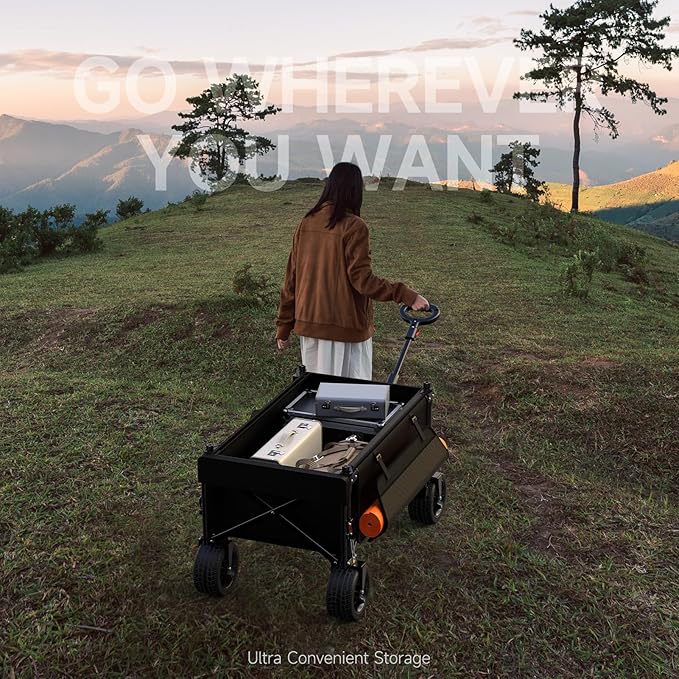 Collapsible Folding Wagon with Extended Tailgate, 150L & 580LBS Wagons Carts Foldable with All-Terrain Wheels, Side Pocket and Brakes, Beach Wagon Cart Heavy Duty for Camping, Shopping, Sports, Garden