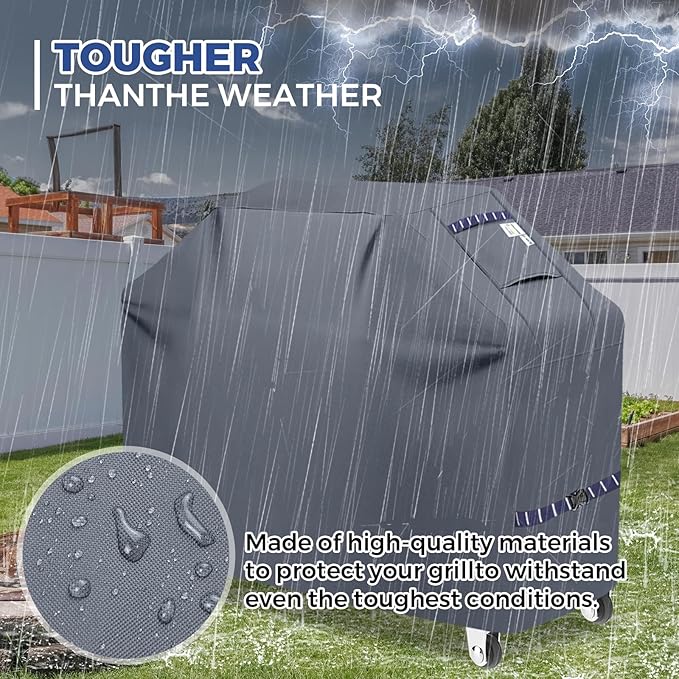Grill Cover for Outdoor Grill 600D Heavy Duty 59Inch Waterproof,UV & Fade Resistant,BBQ Cover with Adjustable Straps,BBQ Grill Cover for Weber,Blackstone,Charbroil etc,Grey