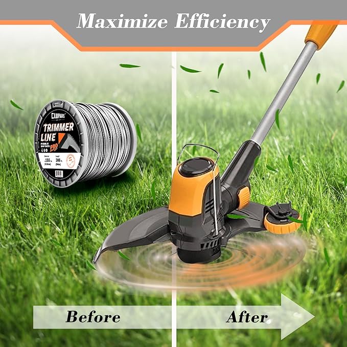 Cluparis 155 Sawtooth Trimmer line Heavy Duty for Push String Trimmer 3-Pound, 0.155" Nylon Weed Eater String .155-inch-by-308-ft Commercial String Trimmer Line in Spool with Line Cutter