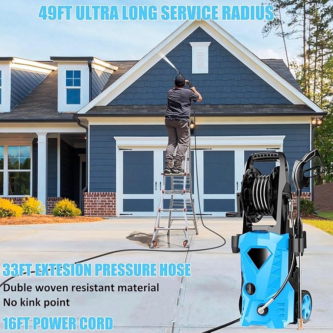 5000PSI Eectric Pressure Washer 2025 2.8GPM High Power Washer with 4 Pressure Nozzle and Soap Bottle for Home, Car Washing, Fence Cleaning, Patio (Navy Blue)