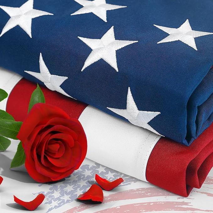American Flags for Outside 4x6,US Flag 4x6 Heavy Duty Outdoor,Long Lasting 4ftx6ft American Flag,United States Flag with Embroidered Stars,USA American Flag Stitched Stripes,Brass Grommets