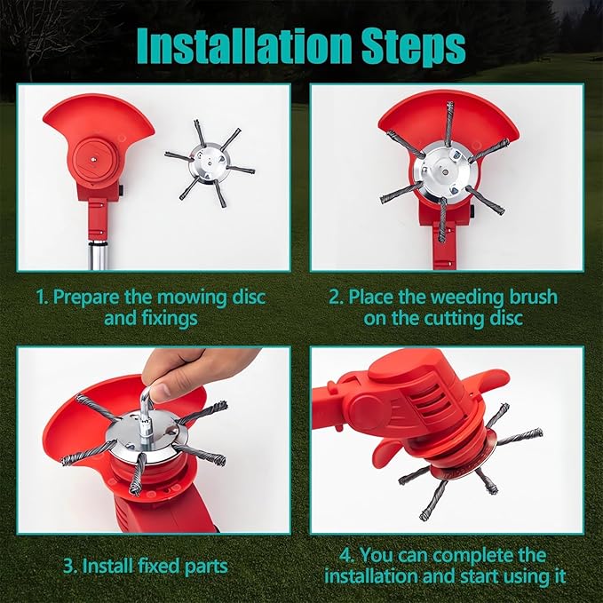 6 Inch Steel Wire Rotary Heavy Duty Weed Brush Cutter Wheel Grass String Trimmer Blades Head Universal Metal Wire Weed Eater Trimming Head Replacement Weed Wacker Weedeater Attachments (3 heads - 6in)