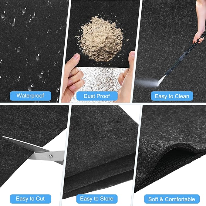 3 mm Thickened Outdoor Storage Shed Mat, 3x4 ft Waterproof Shed Flooring Mat for Patio Furniture Floor Protecting from Wear/Liquid/Dust/Oil, Non-Slip Felt Rubber Rug Pad [Grey]