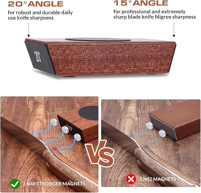 Rolling Knife Sharpener Kit, Kitchen Knife Sharpener with Replaceable Discs Diamond & Ceramic Knife Sharpeners Roller, Magnetic Knife Sharpening Kit with 15 & 20 Degree Base, Afilador De Cuchillos