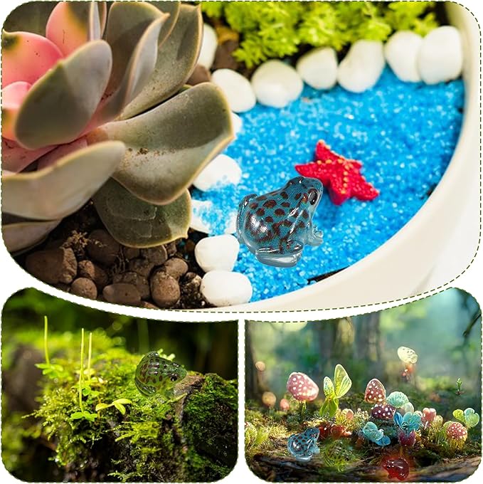 40Pcs Luminous Mini Frog Statues Model Miniature Frog Figurines Small Resin Animals Garden Decor Tiny DIY Terrarium Accessories Kit for Landscape Dollhouse Potted Aquarium Craft Party Ornament