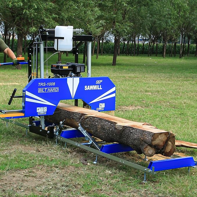 BILT HARD 22" Portable Sawmill with 270cc 9HP 4-Stroke Gas Engine, 20'' Board Width, 13' Track Length, Cuts Logs Up to 22" Dia x 129" L