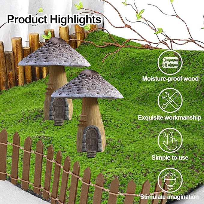 2Pcs Miniature Fairy Garden Fence,DIY Wood Picket Fence Mini Ornament,Home Garden Plant Pot DIY Diorama Project (Brown,1.96"x 35.4")