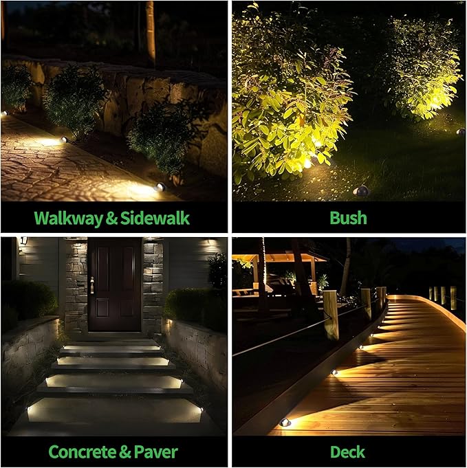 Well Lights Low Voltage, 5 Colors Selectable (Warm to Cool White) 12V In Ground LED Landscape Lights, IP67 Waterproof Outdoor, One Direction Aluminum ORB for Garden Tree 6W 420LM 12 Pack