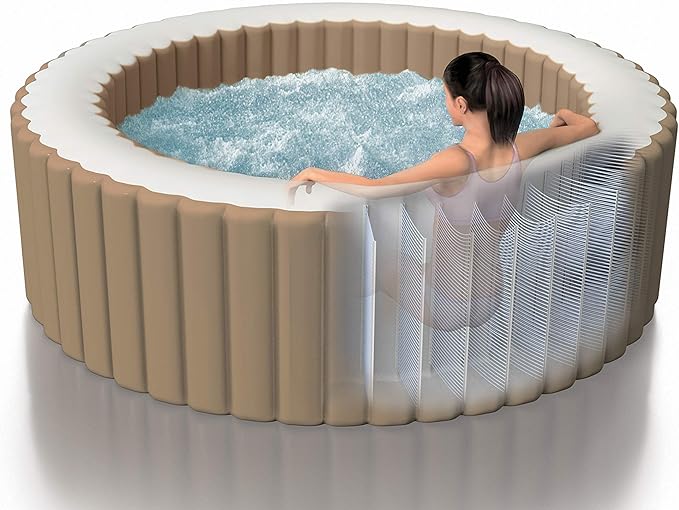 INTEX 28427E PureSpa Bubble Massage, Inflatable Spa Set, Tan, 6-Person