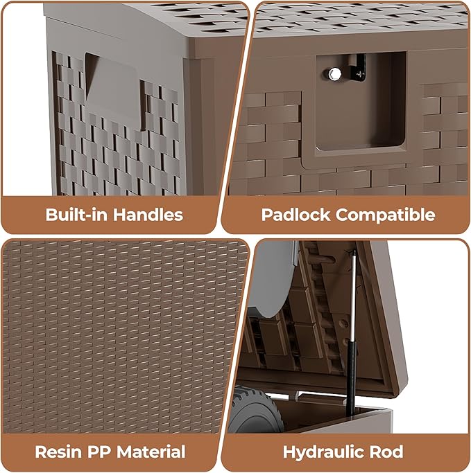 73 Gallon Outdoor Storage Box, Lockable Resin Deck Box Indoor and Outdoor Use, Waterproof Patio Deck Storage Box For Package Delivery, Furniture Cushions, Garden Tools, Pool Accessories