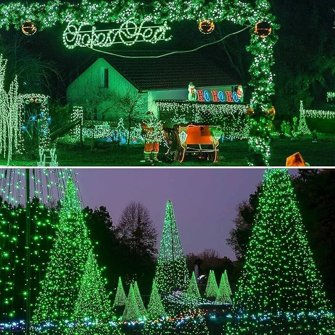 Connectable 240LED 95Ft 13Modes String Lights Indoor Outdoor | Extendable Green Wire Red & Green Christmas Tree Lights with Timer | Twinkle Fairy Light Plug in for Xmas Tree Garden Decor(Red & Green)
