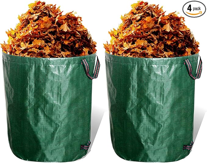 kingsea 2 Pack Reusable Garden Waste Bags,Heavy Duty Yard Waste Bag with Dual Handles,Lawn Pool Garden Leaf Bag for Collecting Leaves Grass Clippings Yard Debris (32 Gallon)