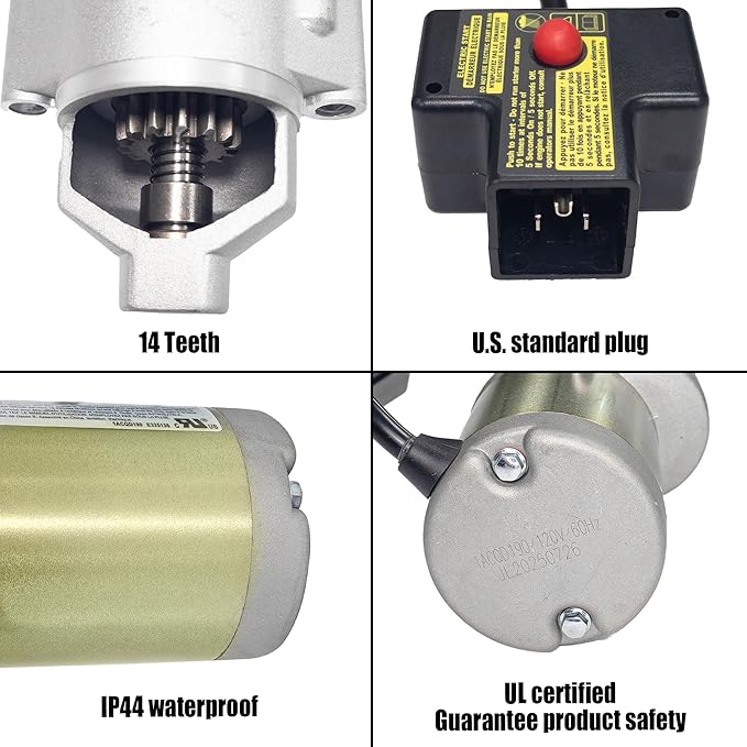 fullas Electrical Starter Motor 110V 14 Teeth for MTD Cub Cadet Craftsman Troy-Bilt Yard Machines 951-11196, 751-11196 Snow Thrower Engine