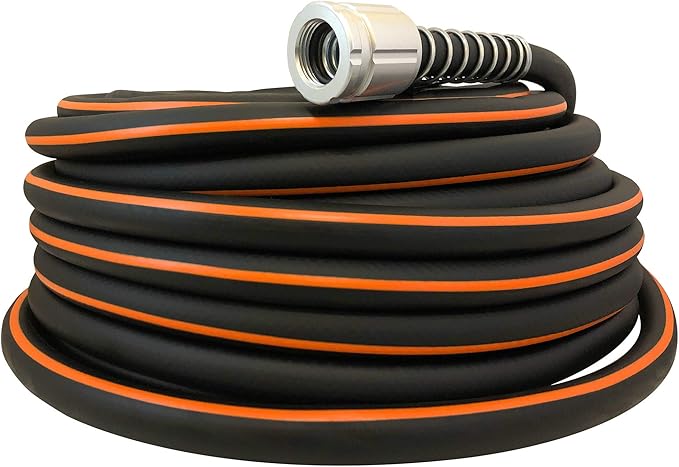 Flexon Flextreme Pro 5/8" x 50ft Performance Rubber Garden Hose – Heavy-Duty, Kink-Resistant, All-Weather Flexibility, Industrial-Grade Couplings, Durable Outdoor Watering Hose for Lawn & Garden