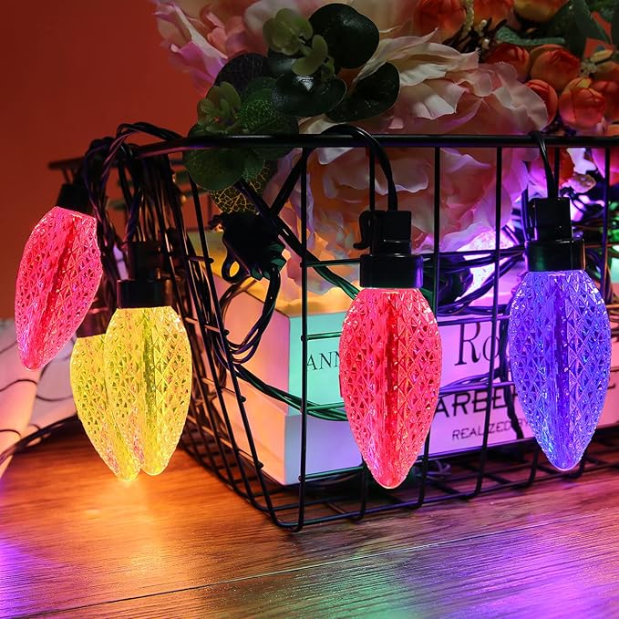 AWQ 35 FT Outdoor String Lights 3.9 Inch Super Large Pine Cone Light Shatterproof & Waterproof Outdoor Commercial Grade Decorative Light for Wedding Garden Party Christmas Decoration (Multicolour)